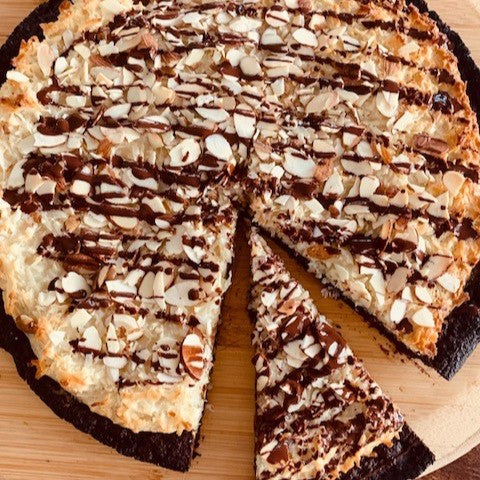  Chocolate Pizza® topped with pecans, almonds, walnuts