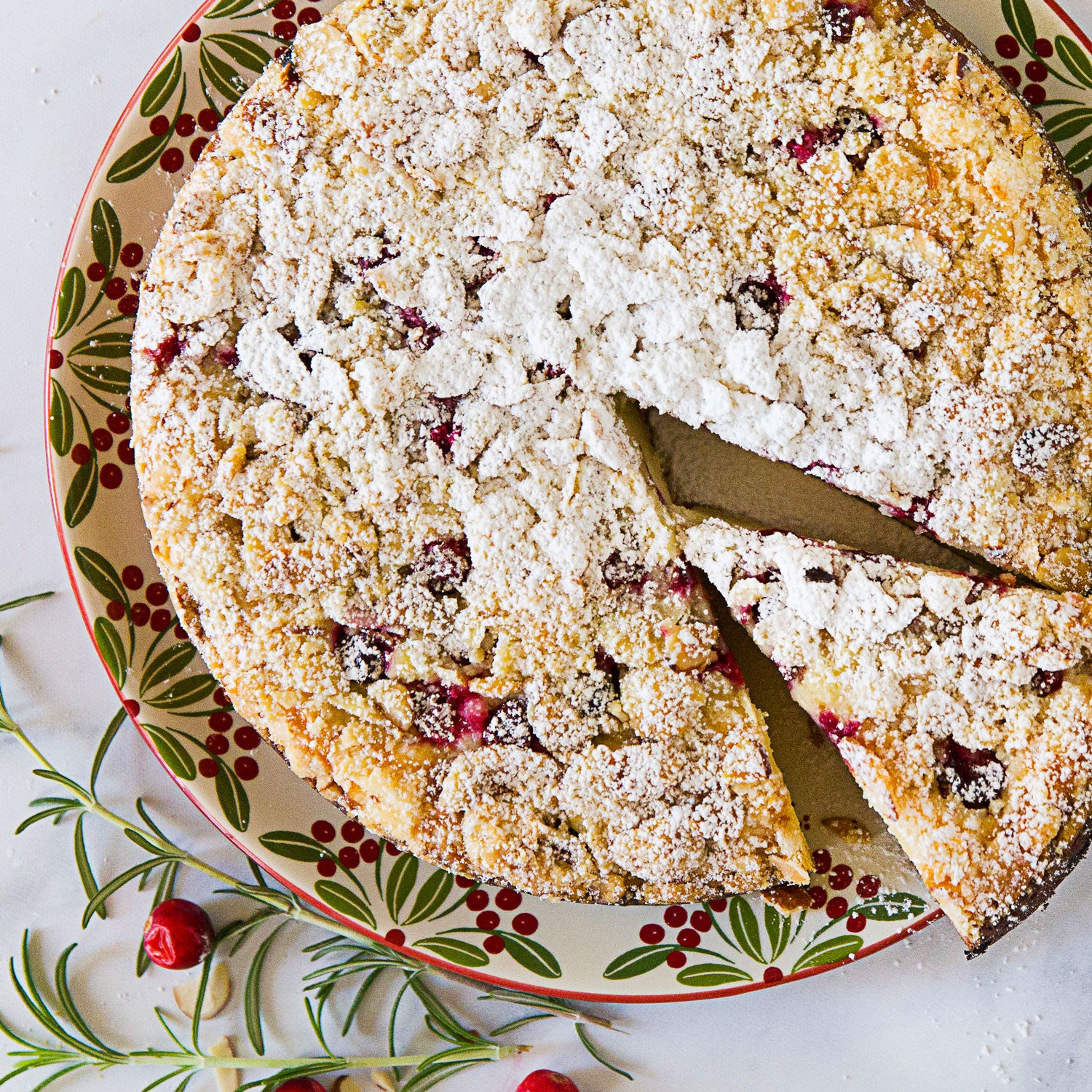 Cranberry Almond Cake with Crunchy Almond Topping